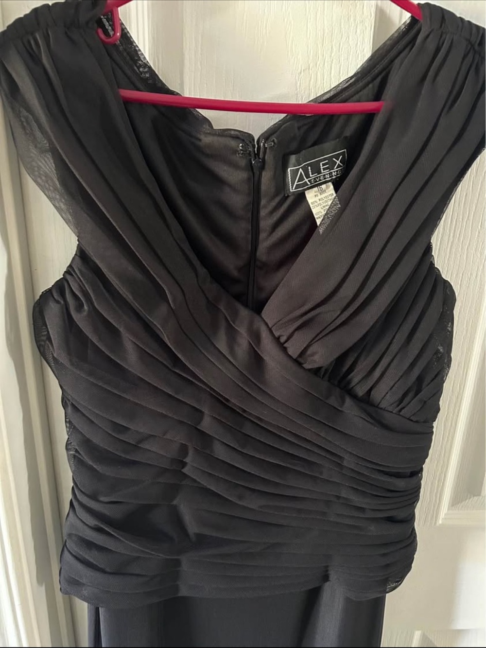 Alex Evenings Black One-Shoulder Pleated Evening Gown